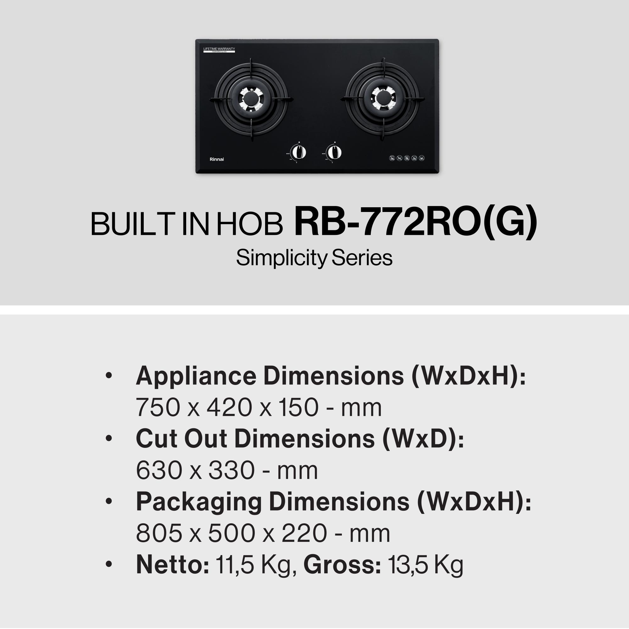 Rinnai Kompor Gas Tanam 2 Tungku - RB772ROG